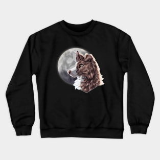 Lilac Brown Merle Border Collie with Night Sky Full Moon Crewneck Sweatshirt